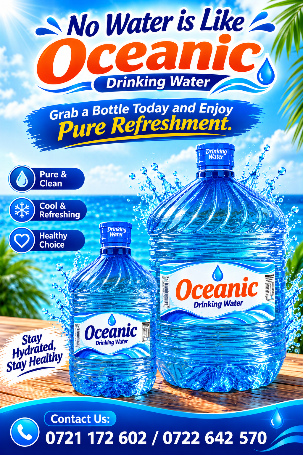 Oceanic 5 litre and 10 litre bottles filled in Lanet and Muguga