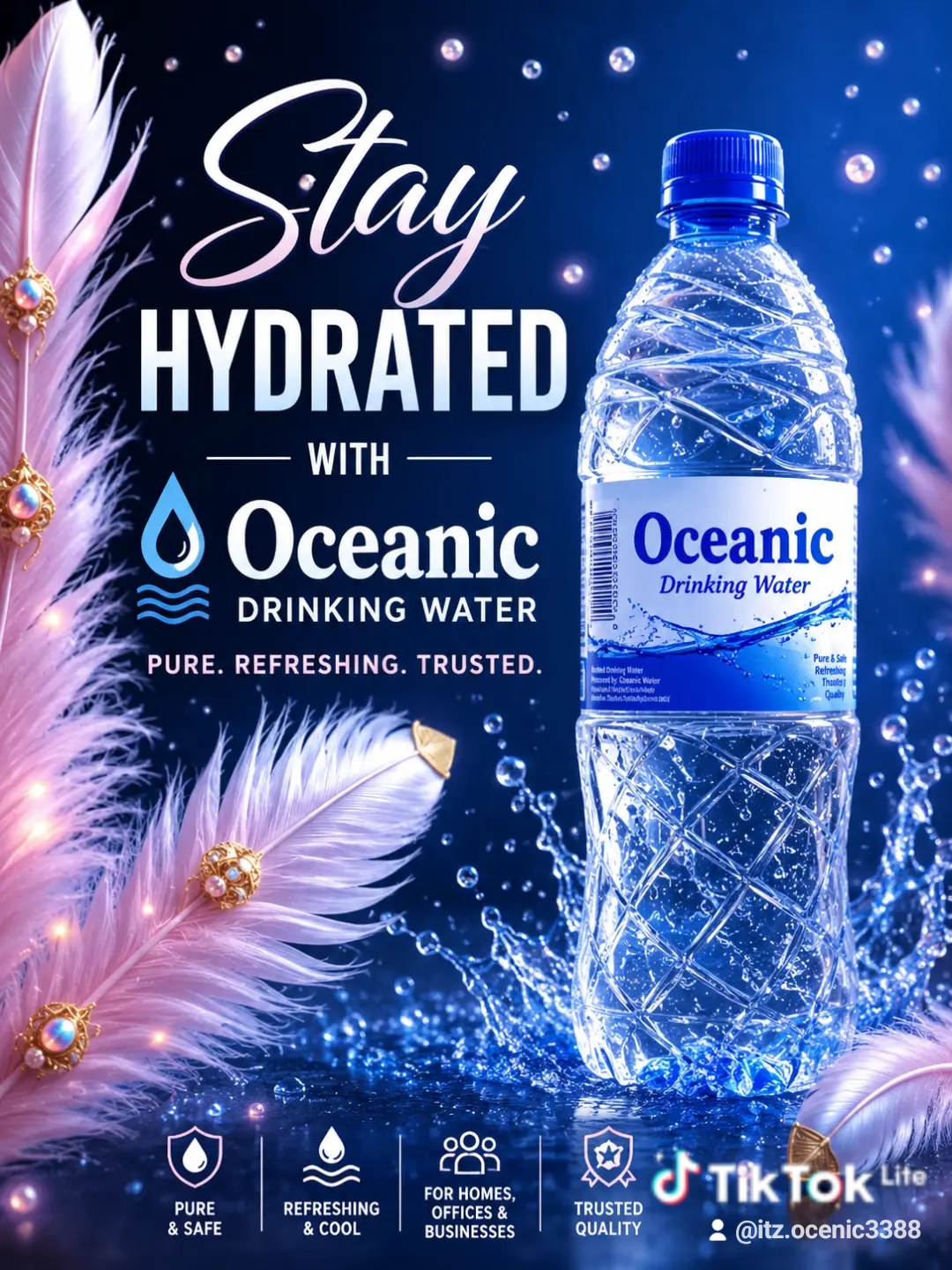 Oceanic custom event water bottles with personalised labels